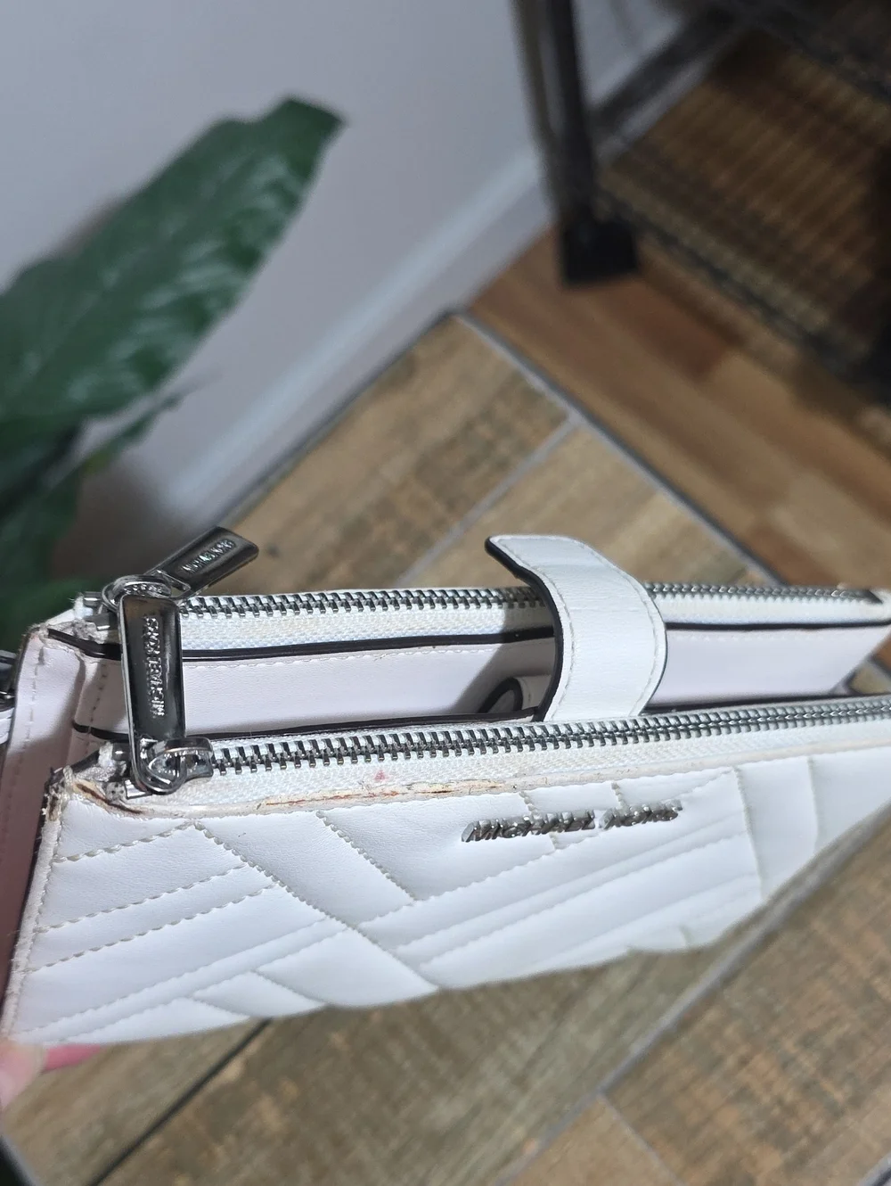 Michael Kors Quilted Peyron White Leather Wristlet Wallet